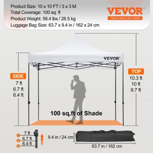 VEVOR 10 x 10 FT Pop Up Canopy Tent