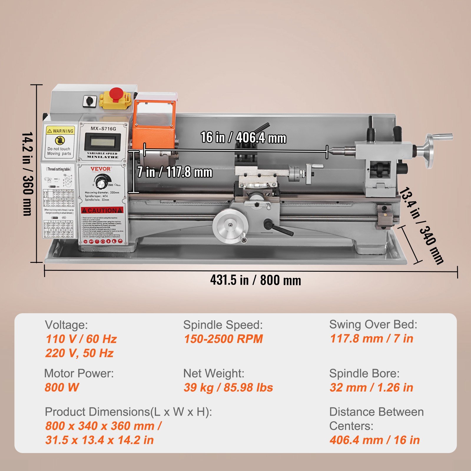 VEVOR Mini Metal Lathe Machine